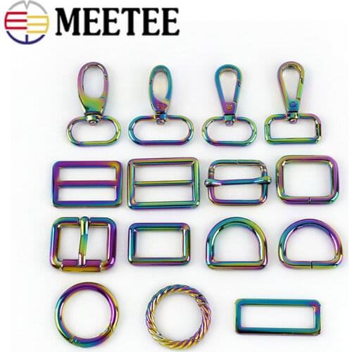 5pcs 20/25/32/38mm Colorful Metal Clasp Bag Hook Tri-Glide Spring Ring Buckle Strap Web Adjust Buckles Pin Band Hooks Accessory
