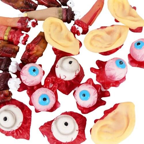 5Pcs Horror Halloween Decorations Fake Bloody Organ Props Blood Eyeball Broken Finger Ear Halloween Party Haunted House Decor