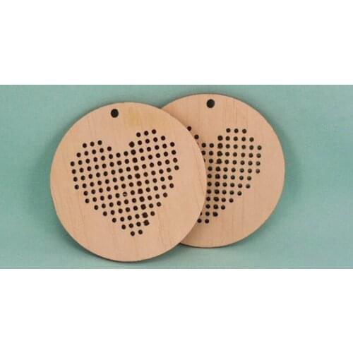 50 pcs Blank for cross stitch, heart, for jewelry,keyring