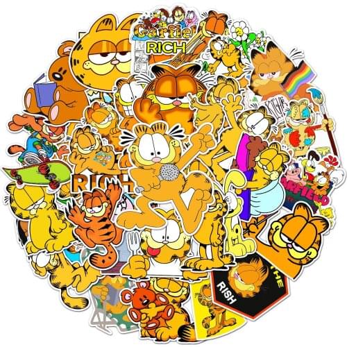 50PCS Garfield Anime Sticker Waterproof Skateboard Luggage Laptop Guitar Bike Cartoon DIY Stationery Sticker Toy Christmas Gift