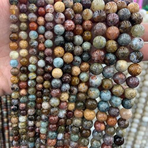 6-10mm Natural Ocean Agates Beads 15'' Round DIY Loose Beads For Jewelry Making Beads Necklace Bracelet For Women Gift