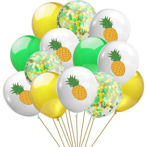 6-15 Pcs Pineapple Confetti Latex Balloons Happy Birthday Banners Jungle Wild Fruit Kids Birthday Party Decor Baby Shower Globos