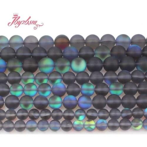 6,8,10,12mm Round Gray Frost Matte Moonstone Stone Beads For DIY Necklace Bracelets Jewelry Making Spacer15" Free Shipping