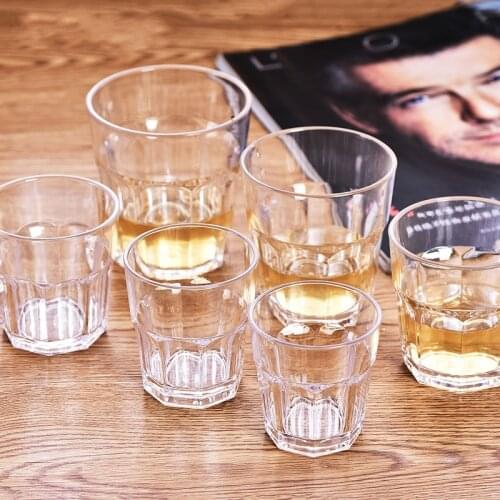 6pcs Acrylic Beer Beverage Cups Plastic Restaurant Tumbler Unbreakable Wine Glass Transparent Fruit Juice Water Cup Bar Home