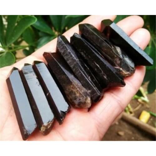 8 pieces, natural crystal tea crystal pillars, brown black crystal pillars home decoration
