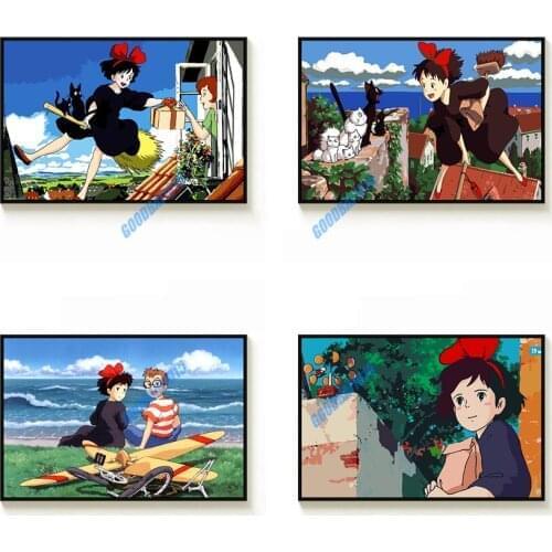 5d Diamond Painting DIY Diamond Embroidery Mosaic Hayao Miyazaki Anime Cross Stitch Kits Home Decor Kikis Delivery Service