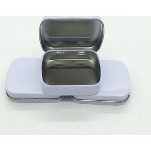 Free Shipping Wholesale Small Size Hinge Tin Box Square Tin Silver Tin Gift Box Sealing Plain Tin Box Wholesale QB400