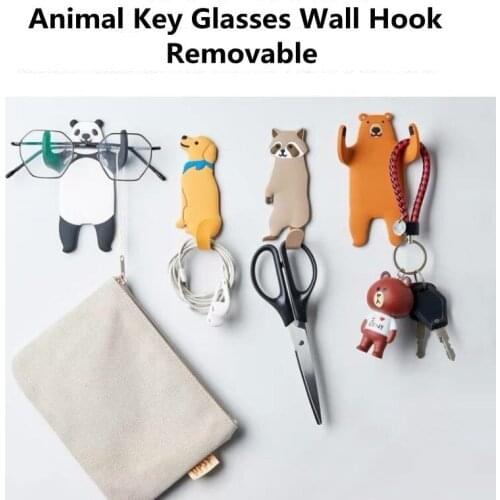 Lovely Animal Fridge Hook Key Wall Crochet Holder Wall Hook Removable Kitchen Hooks Wall Can Washed Home Decor Key Holder