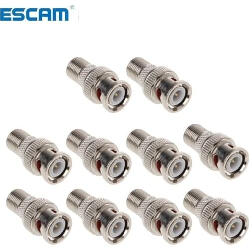 ESCAM 10Pcs/Set BNC Male Plug To F Female Jack Coax Connector Adapter For CCTV Camera