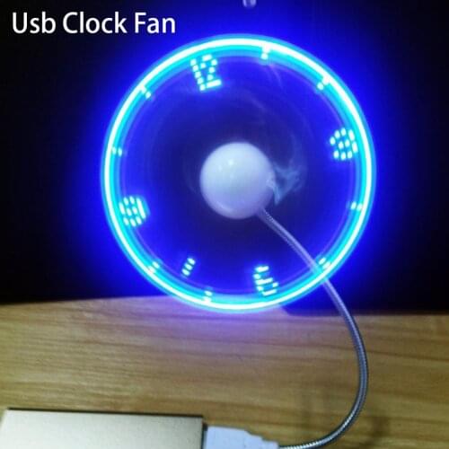 Hot Sale 1pcs Durable Adjustable USB Gadget Mini Flexible LED Light USB Fan Time Clock Desktop Clock Gadget Time Display