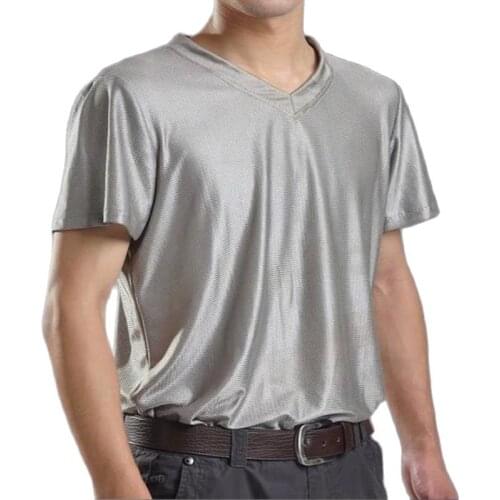 Men 100% silver fiber electromagnetic signal anti-radiation t-shirts, tees, electromagnetic wave protective work clothing