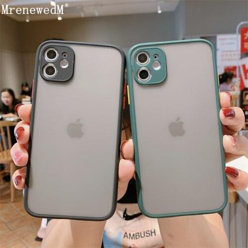 Candy Bumper Camera Lens Protection Case For iPhone 11 12 Pro X XR XS Max 12Mini SE2 7 8 Plus Translucent Shockproof Phone Cover