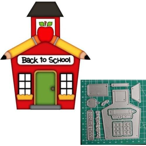 Back To School House Christmas Cutting Dies Stencil Emboss For Handmade Greeting Cards