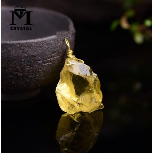 Natural stone yellow crystal ciritine pandent rough citrine Gravel Tumbled Bulk Quartz Healing Reiki natural stones Necklace
