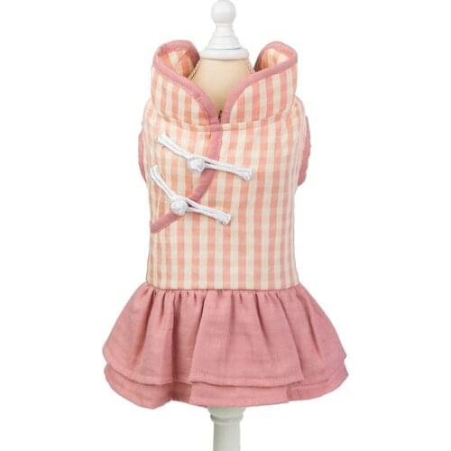 Dog Dress Spring Summer Puppy Plaid Chihuahua Chinese Cheongsam Dresses Pets Skirt for Small Dogs Cat Pet Apparel Clothing