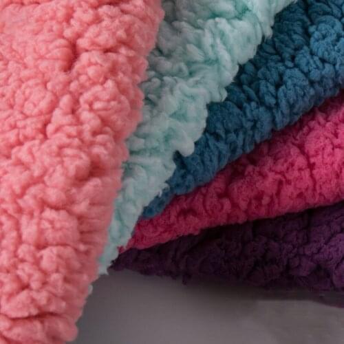 Polyester weft-knitted plain single-sided cotton velvet Soft texture fashion toy shoe fabric