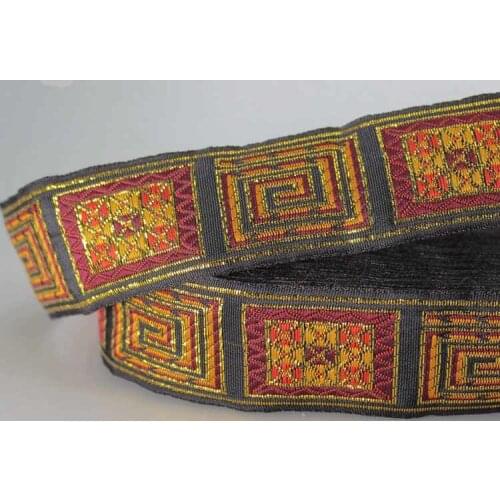 Retro Gold Thread Embroidery webbing 3.3cm x 10yard Zakka handmade accessories DIY polyester woven Jacquard Ribbon with