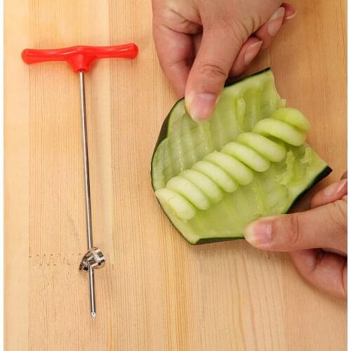 Stainless steel and Plastic Manual Roller Spiral Slicer Vegetable Spiral Cutter knife Fruit Carving Tools Kitchen Accessories