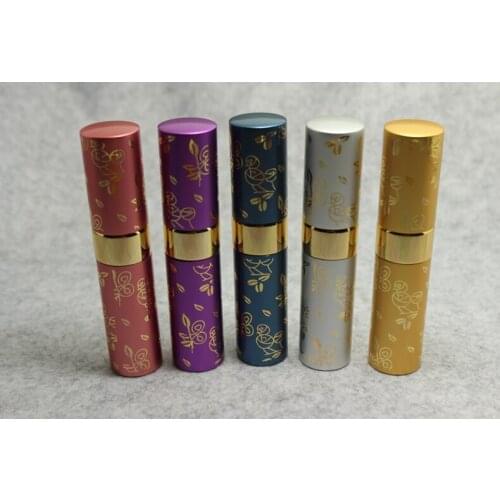 Portbale15ml Bronzing Flower Glass Perfume Bottle Aluminum Spray Sub-installed Cosmetic Bottle 2PCS/LOT