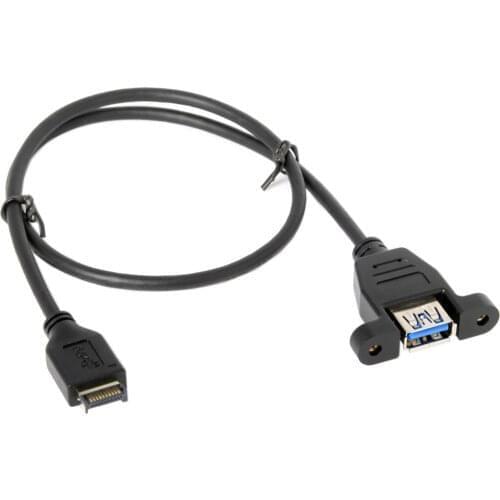 Xiwai USB 3.1 Front Panel Header to USB 3.0 Type-A Female Extension Cable 50cm Panel Mount Type