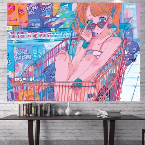 Bedroom Tapestry Kawaii Japanese Tapestry Cute Home Tapestry Decor Bed Wall Tapestry For Photograph Wall Hanging Sexy Anime Girl