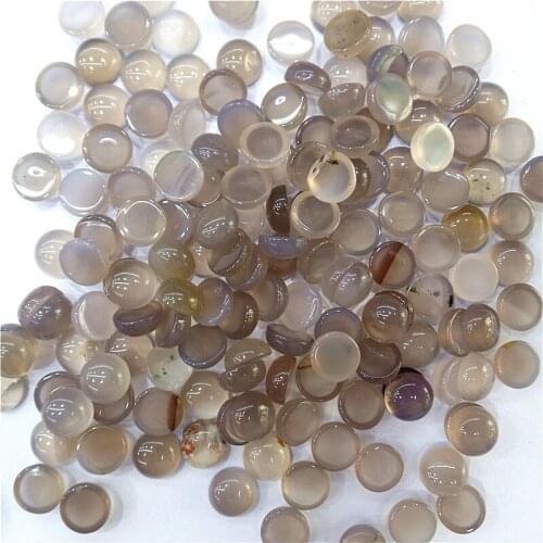 100Pcs 8x4mm Wholesale Natural Gray Agate Round Cab Cabochon DIY Jewelry Making Accessories M127