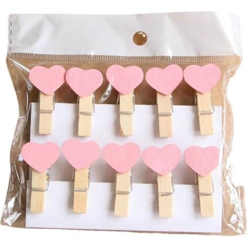 100Pcs/ Lot Heart Wooden Clothespins Baby Shower Party Favor Gift Wrap Scrapbooking Supplies Gender Reveal Party Decoration
