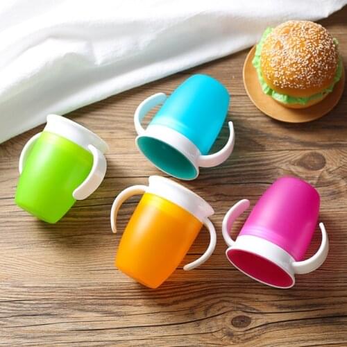 360 Degrees Rotatable Baby Learning Drinking Silicone Cup with Double Handle Flip Lid Leakproof Infants Water Cups Bottle 24BE