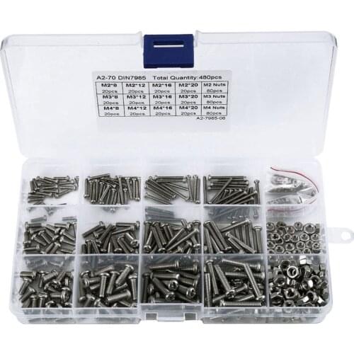 480Pcs/Set M2 M2.5 M3 Din7985 Gb818 Steel Cross Recessed Pan Head Screws Phillips Screws Assortment Kit Hw028