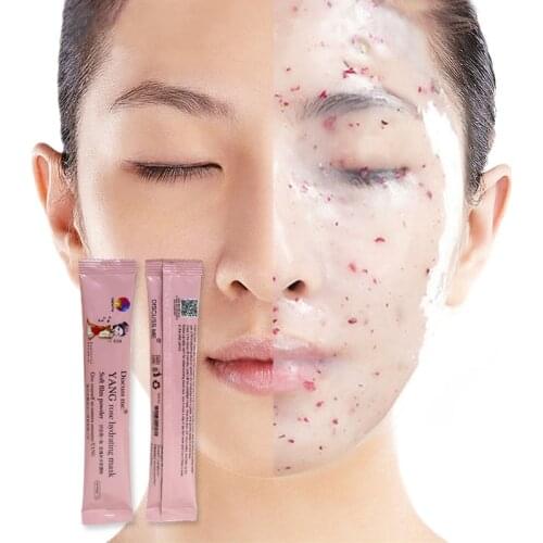 6pcs/box Rose Hyaluronic Acid Soft Mask Powder Moisturizing Soft Film Powder Spa Facial Mask Beauty Salon Hydrating Natural 15g