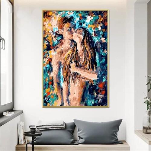 Abstract Body Graffiti Art Passion Sexy Naked Couple Posters and Prints Canvas Paintings Wall Art Pictures for Living Room Decor
