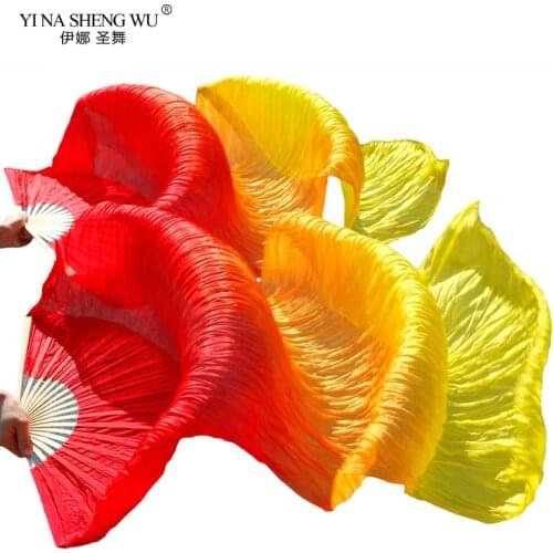 Stage Performance 100% real/Imitation Silk Belly Dance Fans Graduated Colour Dance Accessories Belly Dancce 180x9 Silk Veil Fans