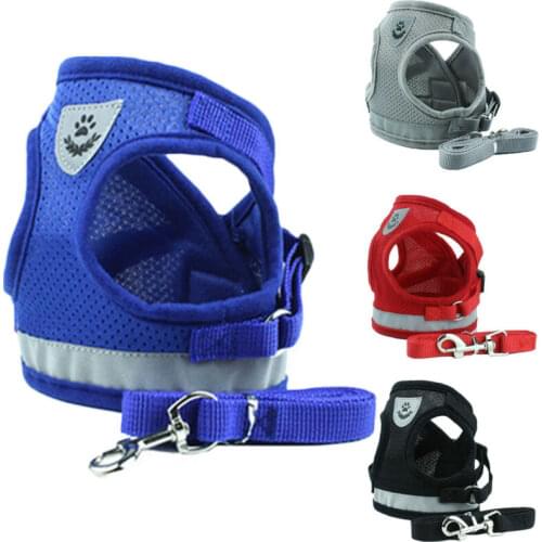 AU Adjustable Soft Mesh Small Dog Harness Step-in Puppy Harness Leash Jacket Pet Dogs Harnesses