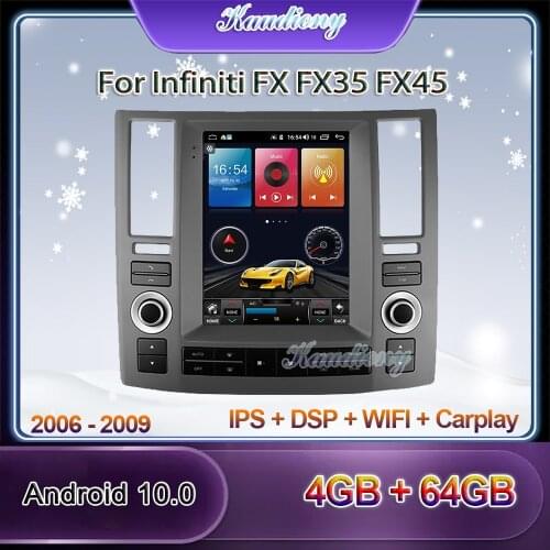Kaudiony 10.4" Tesla Style Android 10.0 Car Radio For Infiniti FX FX35 FX45 Car Multimedia Player Auto GPS Navigation Stereo BT