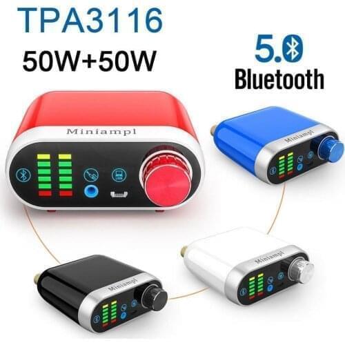 DYKB Bluetooth 5.0 HiFi Power Amplifier Class D audio HiFi Tpa3116 Digital Amp USB Sound Card AUX 50W+50W FOR 12V 24V CAR