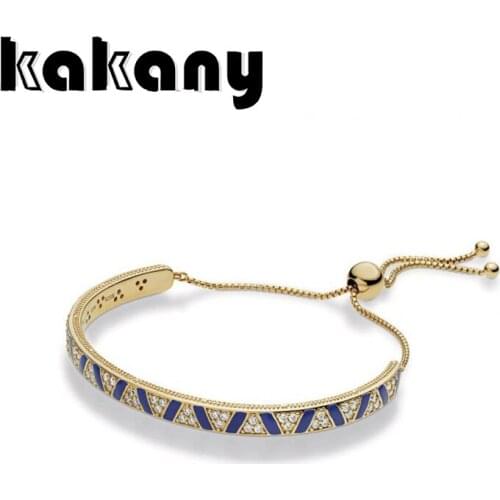 Kakanys New High-quality Blue Striped And Stone Slip Ring Bracelet Provides Stylish And Romantic Jewelry Gifts For Girls