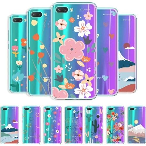 For Huawei Honor 10 Case Clear Phone Case For Honor 10 Honor10 Soft Protective Back Cover For Honor 10 Transparent Fundas Flower