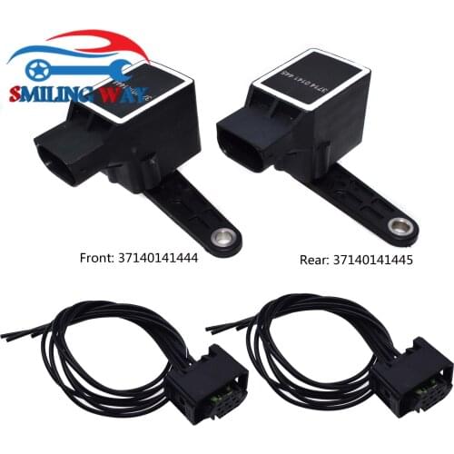 Headlight Level Control Sensor Front Rear 37140141444 37140141445 + Connector Plug For BMW E81 E46 E90 E93 E92 E91 E38 X5 Z4 Z8