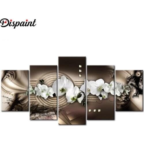 Dispaint 5pcs Full Square/Round Drill 5D DIY Diamond Painting "Flower orchid" Multi-picture Combination Embroidery 5D Decor