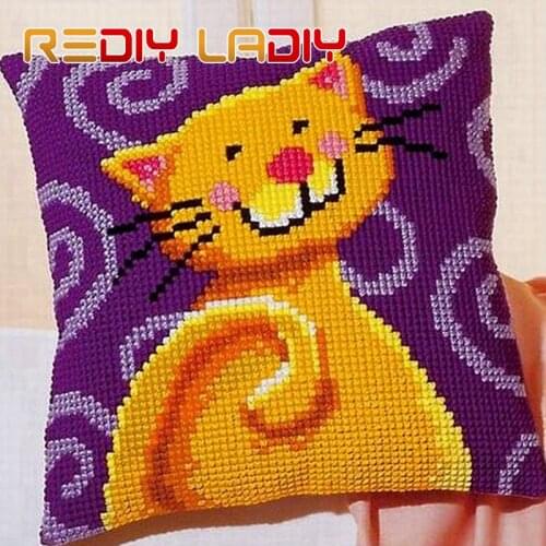 Cross Stitch Cushion Cover Puppy Dog DIY Chunky Cross-Stitch Kits Acrylic Yarn Pillow Case Home Decor Sofa Pillows Arts & Crafts