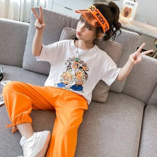 Summer 2021 Baby Girls Clothing Sets Kids Girl Clothes Short Sweatshirt + Pants Fashion Children Outfits Suits 5 7 9 10 12 Years