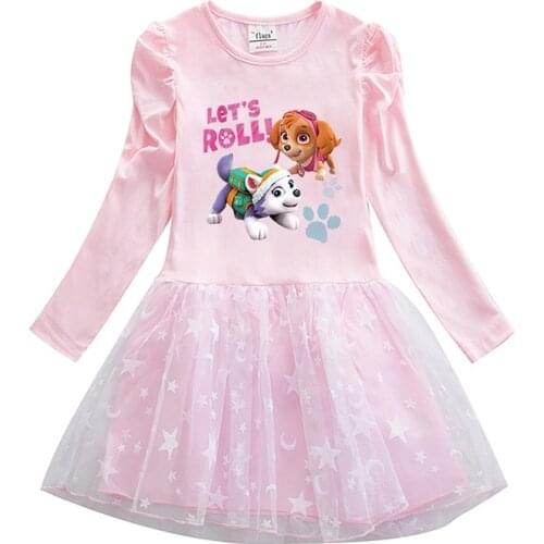 Hot Brand Paw Patrol Long Sleeve Dresses For Baby Girls Clothing Cotton Autumn Spring Princess Party Cute Girl Dresses