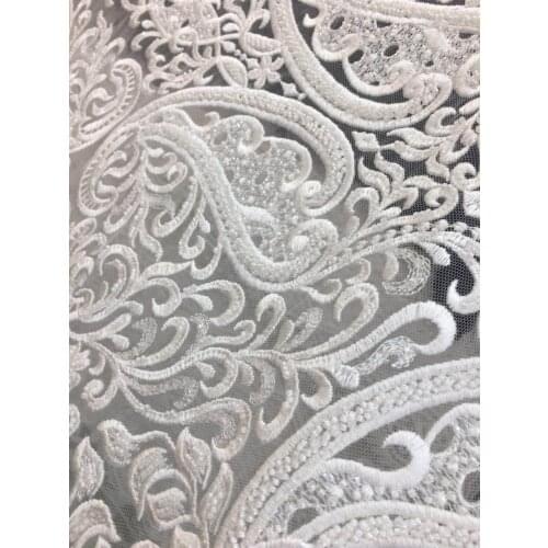 New 5yards/bag FH22# White Hand beads tulle mesh lace fabric for bridal wedding dress/sawing Free shipping alibaba express