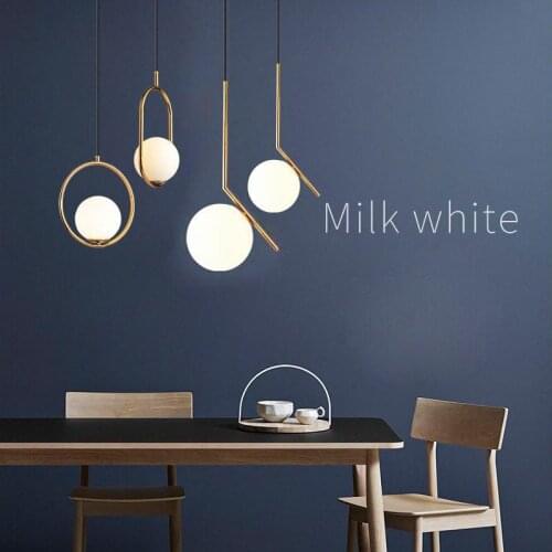 Nordic Style Pendant Lights Milky White Glasss hade Modern Minimalist led Pendant Lamps for Dining Room Decoration Lighting