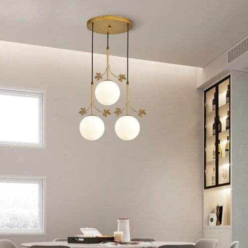 3 Heads Nordic Glass Ball Pendant Lamps Modern Hanging Lamp for Living Room Home Loft Industrial Decor Luminaire