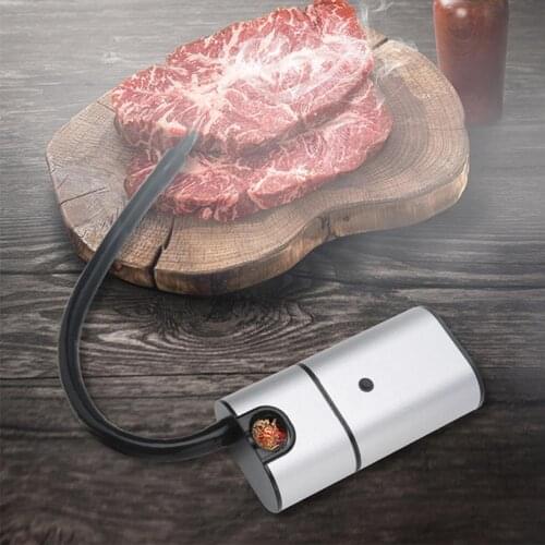 Food Cold Smoke Generator Portable Hand-Held Smoking Gun Meat Burn Smokehouse Cooking for BBQ Grill Smoker Wood