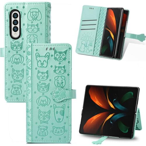 Anti-Knock Flip Leather Phone Bag Case for Samsung Galaxy Z Fold3 Fold 3 Shockproof Card Pocket Protective Cover Funda