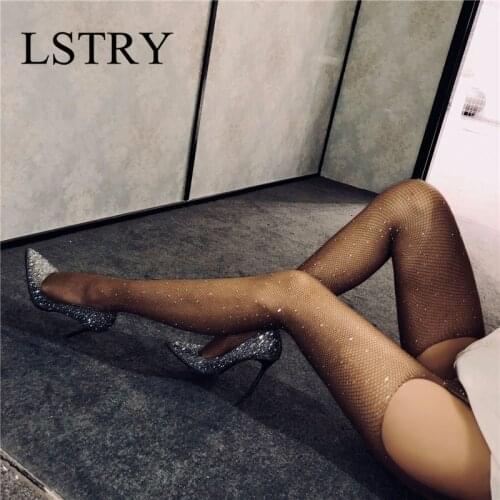 2021 Sexy Lingerie Exotic Apparel Lingerie Elasticity Socks Open Crotch Sex Sock Porno Teddy Underwearates Rhinestone Decoration