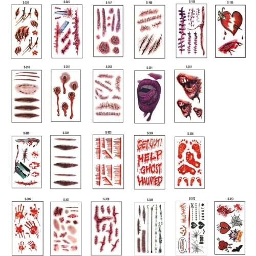 Halloween Scar Tattoo Stickers Halloween Tattoo Stickers Waterproof Stickers Transfer Printed Sticker
