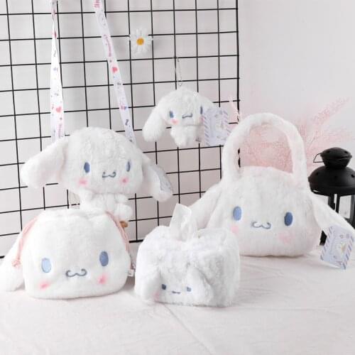 Super Cute Kawaii Small White Dog Wallet Inclined Shoulder Bag Plush Toys Anime Stuffed Toy Christmas Birthday Gift For Children